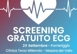 Lunedì 29 settembre screening gratuito ECG presso la Clinica Terzo Millennio di Mazara del Vallo. Partecipa e scopri l’importanza della prevenzione cardiovascolare.